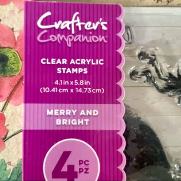 Crafter's Companion Clear A6 Acrylic Stamps Merry & Bright 4 PC Donna Ratcliff - Picture 2 of 5